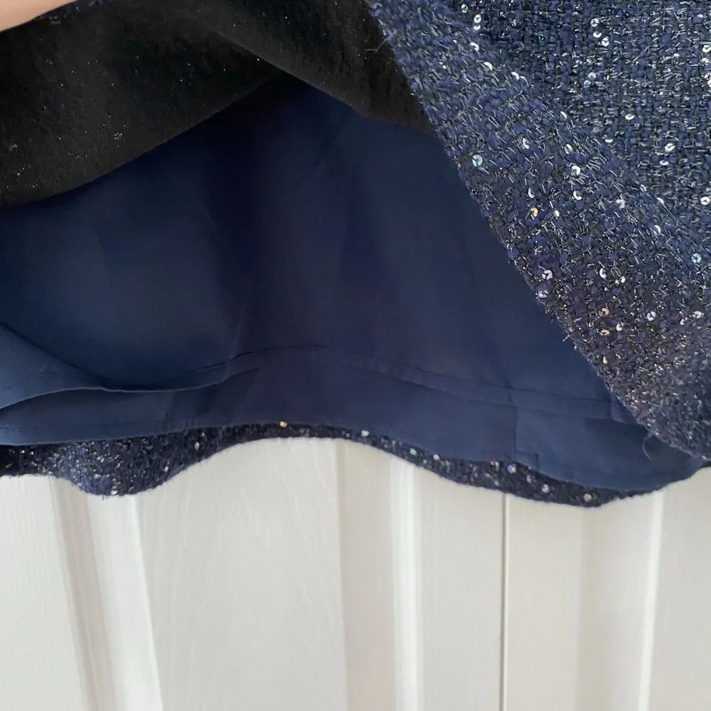 Loft NWT Plus 16 Mini Skirt Pockets Navy Sequin Party Event Work Holiday